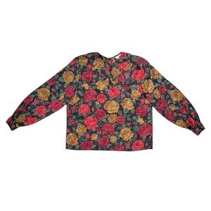 80’s Floral Long Sleeve Blouse